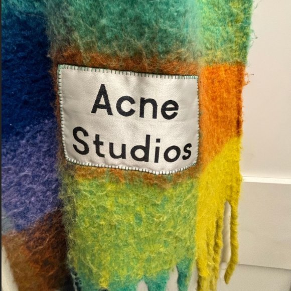 ACNE STUDIOS Checked Fringed Knitted Scarf - Picture 1 of 5